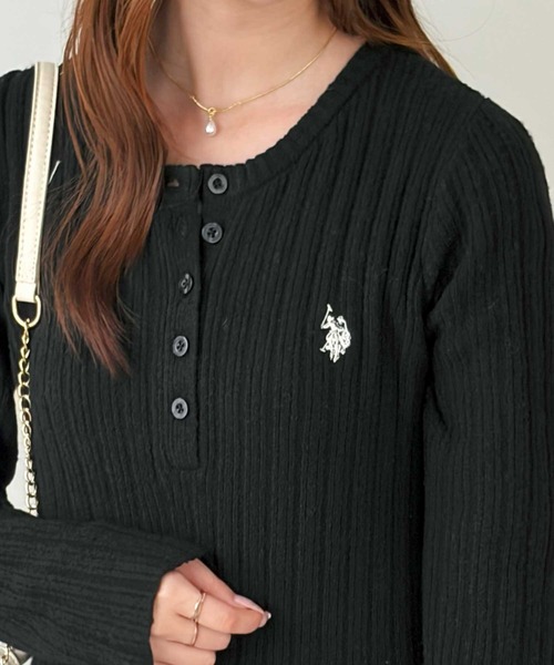 U.S. POLO ASSN.(ユーエスポロアッスン)の「GeeRA別注【U.S. POLO ASSN.】ヘンリーネックリブニットワンピース(ワンピース・レディース・杢グレー/ブラック・X-LARGE/LARGE/MEDIUM/SMALL)」の6枚目の写真