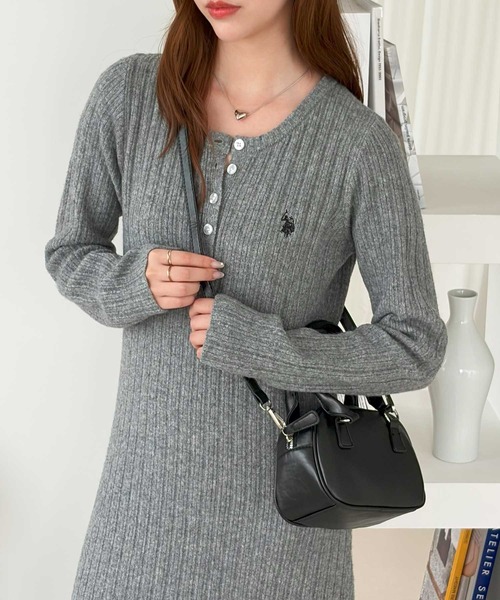 U.S. POLO ASSN.(ユーエスポロアッスン)の「GeeRA別注【U.S. POLO ASSN.】ヘンリーネックリブニットワンピース(ワンピース・レディース・杢グレー/ブラック・X-LARGE/LARGE/MEDIUM/SMALL)」の12枚目の写真