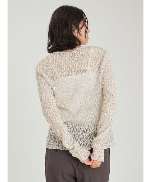 Mila Owen(ミラオーウェン)の「フラワーレースロングスリーブTシャツ(Tシャツ/カットソー・レディース・ミント/ホワイト/ブラック/ブラウン・F)」の5枚目の写真