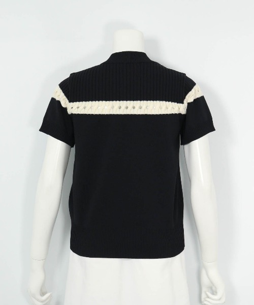 archivio(アルチビオ)の「<LADIES>透かしライン半袖ニット(ニット/セーター・レディース・ピンク/ブラック/ベージュ/サックスブルー・S/M)」の6枚目の写真