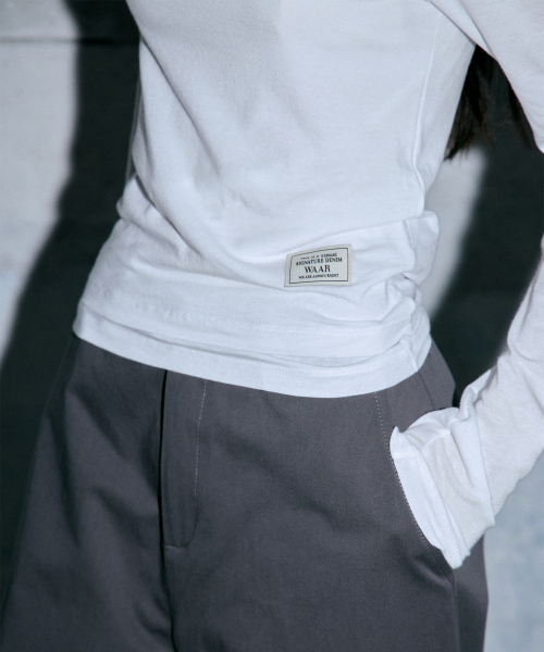WAARFORWOMAN(ワール・フォー・ウーマン)の「WT-47 テンセル レイヤードTシャツ(3色)(Tシャツ/カットソー・レディース・アイボリー/チャコールグレー/ブラック・FREE)」の5枚目の写真