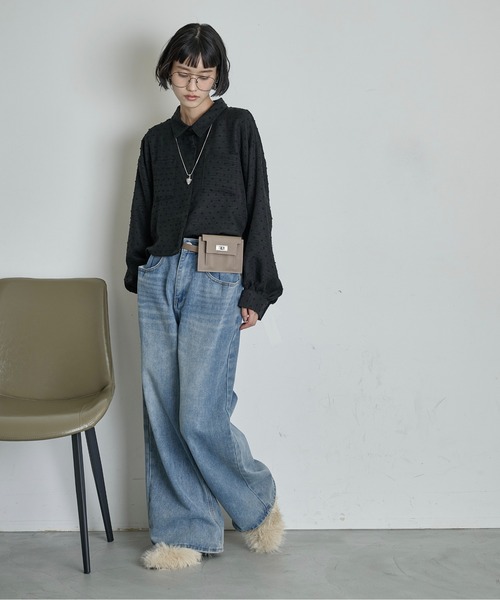 THE YOn(ザヨン)の「ドビードットクロップドポケットシャツ(シャツ/ブラウス・レディース・ブラウン/ブラック/プラム・FREE)」の13枚目の写真