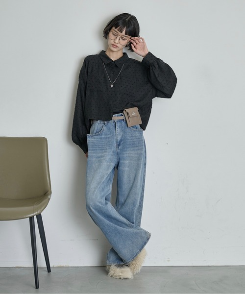 THE YOn(ザヨン)の「ドビードットクロップドポケットシャツ(シャツ/ブラウス・レディース・ブラウン/ブラック/プラム・FREE)」の14枚目の写真