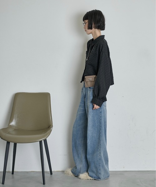 THE YOn(ザヨン)の「ドビードットクロップドポケットシャツ(シャツ/ブラウス・レディース・ブラウン/ブラック/プラム・FREE)」の15枚目の写真