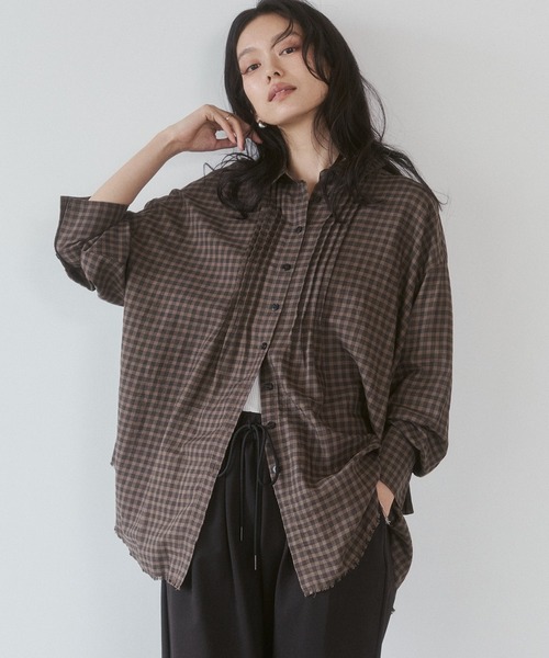 hunch(ハンチ)の「チェック柄 タックシャツ(シャツ/ブラウス・レディース・グレー系その他/ブラウン系その他/ブルー系その他・FREE)」の13枚目の写真