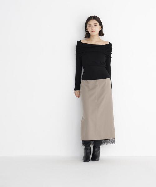NATURAL BEAUTY BASIC(ナチュラルビューティーベーシック)の「アシメオフショルニット(ニット/セーター・レディース・ブラウン/ブラック/オフホワイト・フリ-)」の5枚目の写真