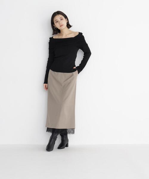NATURAL BEAUTY BASIC(ナチュラルビューティーベーシック)の「アシメオフショルニット(ニット/セーター・レディース・ブラウン/ブラック/オフホワイト・フリ-)」の9枚目の写真