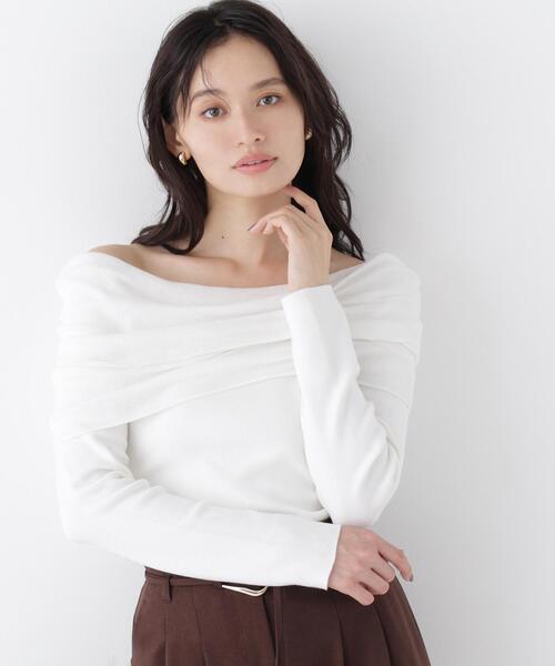 NATURAL BEAUTY BASIC(ナチュラルビューティーベーシック)の「アシメオフショルニット(ニット/セーター・レディース・ブラウン/ブラック/オフホワイト・フリ-)」の16枚目の写真