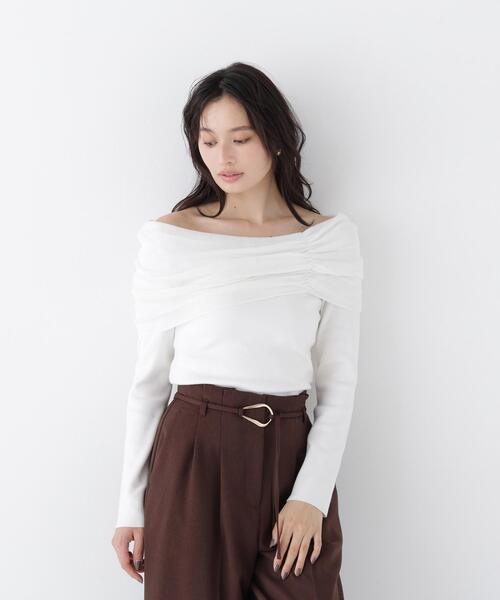NATURAL BEAUTY BASIC(ナチュラルビューティーベーシック)の「アシメオフショルニット(ニット/セーター・レディース・ブラウン/ブラック/オフホワイト・フリ-)」の18枚目の写真