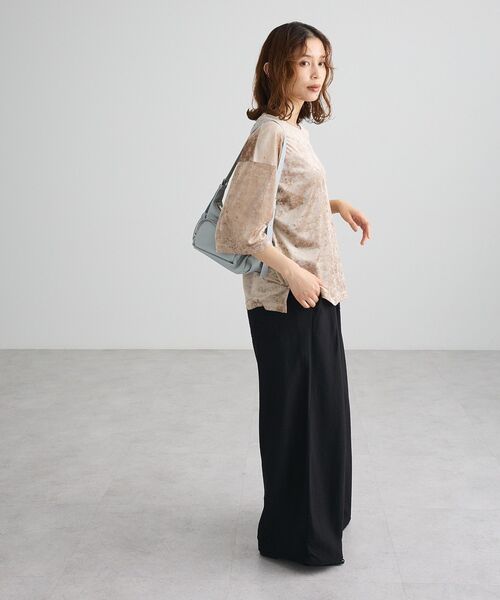 Green　Parks（グリーンパークス）の「メッシュベロア五分袖プルオーバー（Tシャツ/カットソー・レディース・ベージュ/カーキ/オレンジ・FREE）」の19枚目の写真