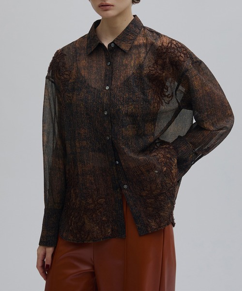 Ameri(アメリ)の「VINTAGE CHECK EMBROIDERY SHIRT(シャツ/ブラウス・レディース・ブラウン/ベージュ・SMALL/MEDIUM)」の3枚目の写真