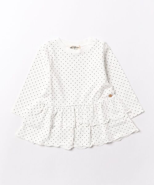 MAKE YOUR DAY(メイクユアデイ)の「ドット柄ペプラムティアード長袖Tシャツ■80~140cm(Tシャツ/カットソー・キッズ・オフホワイト/ブラック・110/130/120/90)」の2枚目の写真