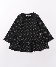MAKE YOUR DAY | ドット柄ペプラムティアード長袖Tシャツ■80~140cm(Tシャツ/カットソー)
