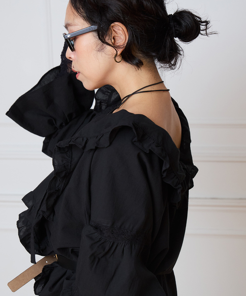 IENA LA BOUCLE(イエナラブークル)の「VIOLETTE ROOM バイオレットルーム EMBROIDERY TOPS VR263113(シャツ/ブラウス・レディース・ブラック・FREE)」の12枚目の写真