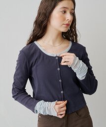【WEB限定/4色展開】袖チュールテレコカーディガン