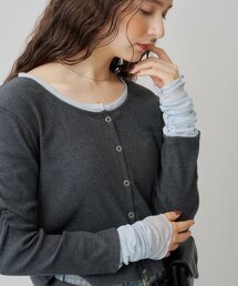 【WEB限定/4色展開】袖チュールテレコカーディガン