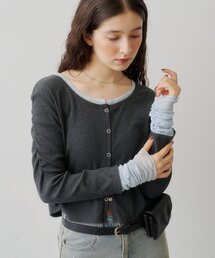 【WEB限定/4色展開】袖チュールテレコカーディガン