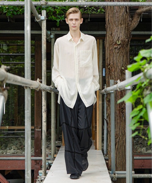 mintdesigns(ミントデザインズ)の「Apron Shirt(シャツ/ブラウス・レディース・オフホワイト/グレー・ONESIZE)」の18枚目の写真