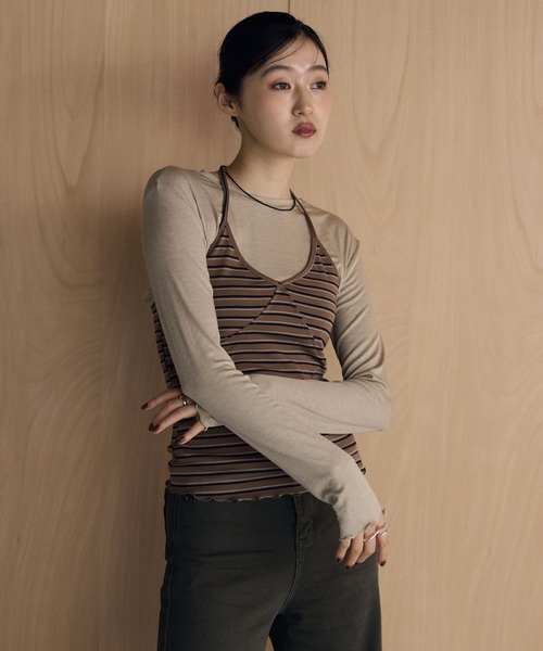LAULEN(ローレン)の「sheer mellow lock stitch cut sew /シアーメロウカットソー(Tシャツ/カットソー・レディース・パープル/ブラウン/グレー/カーキ/ホワイト/ライトグリーン/ベージュ・FREE)」の5枚目の写真