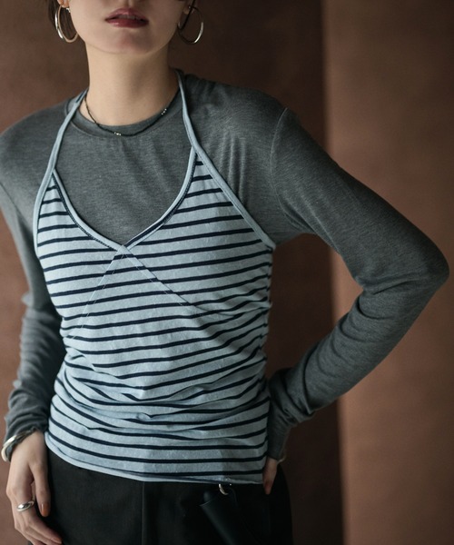 LAULEN(ローレン)の「sheer mellow lock stitch cut sew /シアーメロウカットソー(Tシャツ/カットソー・レディース・パープル/ブラウン/グレー/カーキ/ホワイト/ライトグリーン/ベージュ・FREE)」の3枚目の写真