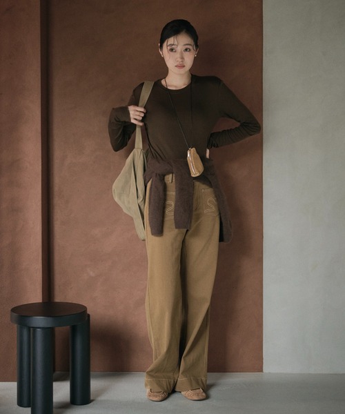 LAULEN(ローレン)の「sheer mellow lock stitch cut sew /シアーメロウカットソー(Tシャツ/カットソー・レディース・パープル/ブラウン/グレー/カーキ/ホワイト/ライトグリーン/ベージュ・FREE)」の15枚目の写真