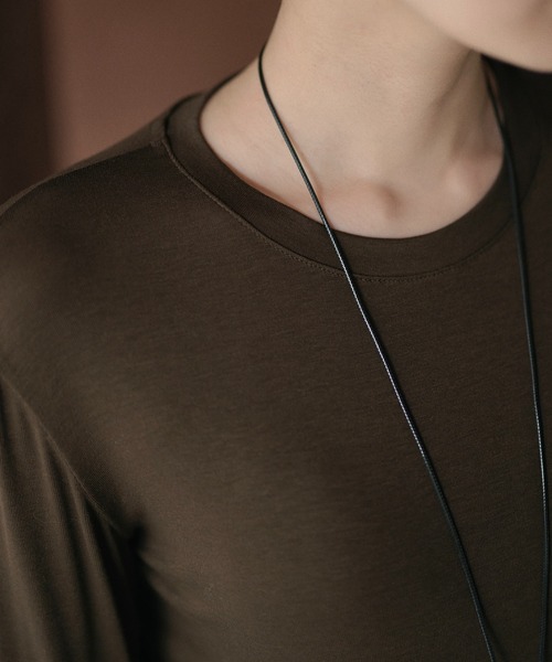 LAULEN(ローレン)の「sheer mellow lock stitch cut sew /シアーメロウカットソー(Tシャツ/カットソー・レディース・パープル/ブラウン/グレー/カーキ/ホワイト/ライトグリーン/ベージュ・FREE)」の16枚目の写真