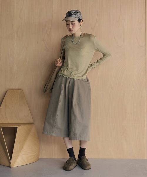 LAULEN(ローレン)の「sheer mellow lock stitch cut sew /シアーメロウカットソー(Tシャツ/カットソー・レディース・パープル/ブラウン/グレー/カーキ/ホワイト/ライトグリーン/ベージュ・FREE)」の11枚目の写真