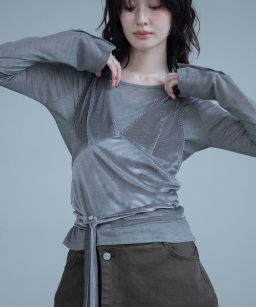 VACANCY(ヴァカンシー)の「ベロアホルターネック/クルートップスセット(Tシャツ/カットソー・レディース・グリーン/ピンク/チャコールグレー・FREE)」の2枚目の写真