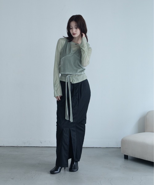 VACANCY(ヴァカンシー)の「ベロアホルターネック/クルートップスセット(Tシャツ/カットソー・レディース・グリーン/ピンク/チャコールグレー・FREE)」の6枚目の写真