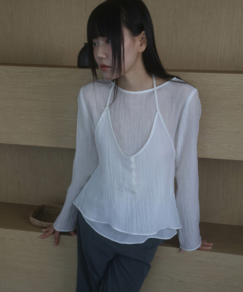 LYNTE(リンテ)の「シワ加工ホルターネックブラウスセット(ダークグレー)(シャツ/ブラウス・レディース・その他・FREE)」の3枚目の写真