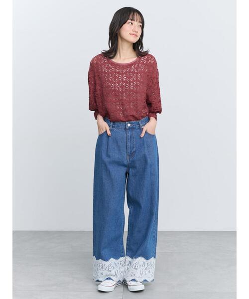 Samansa Mos2(サマンサ モスモス)の「花ジャガード袖フリルプルオーバー(Tシャツ/カットソー・レディース・ブラック/アイボリー/バーガンディー・F)」の20枚目の写真