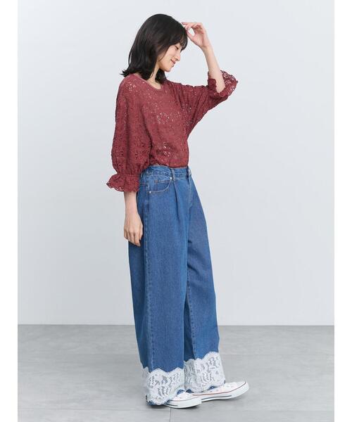 Samansa Mos2(サマンサ モスモス)の「花ジャガード袖フリルプルオーバー(Tシャツ/カットソー・レディース・ブラック/アイボリー/バーガンディー・F)」の21枚目の写真