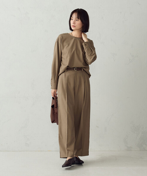 COMME CA ISM(コムサイズム)の「ウールライクツイル シャツブラウス/セットアップ対応(シャツ/ブラウス・レディース・ベージュ/チャコール・L/M)」の21枚目の写真