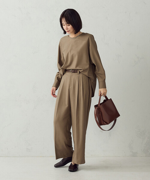 COMME CA ISM(コムサイズム)の「ウールライクツイル シャツブラウス/セットアップ対応(シャツ/ブラウス・レディース・ベージュ/チャコール・L/M)」の22枚目の写真