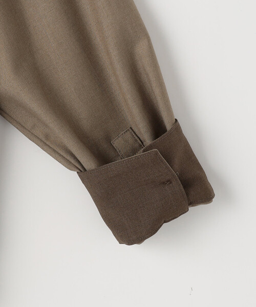 COMME CA ISM(コムサイズム)の「ウールライクツイル シャツブラウス/セットアップ対応(シャツ/ブラウス・レディース・ベージュ/チャコール・L/M)」の9枚目の写真