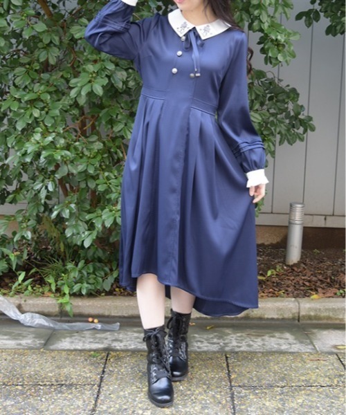 axes femme(アクシーズファム)の「W釦フィッシュテールワンピース(ワンピース・レディース・ダークグリーン/ネイビー/ワイン・MEDIUM)」の3枚目の写真