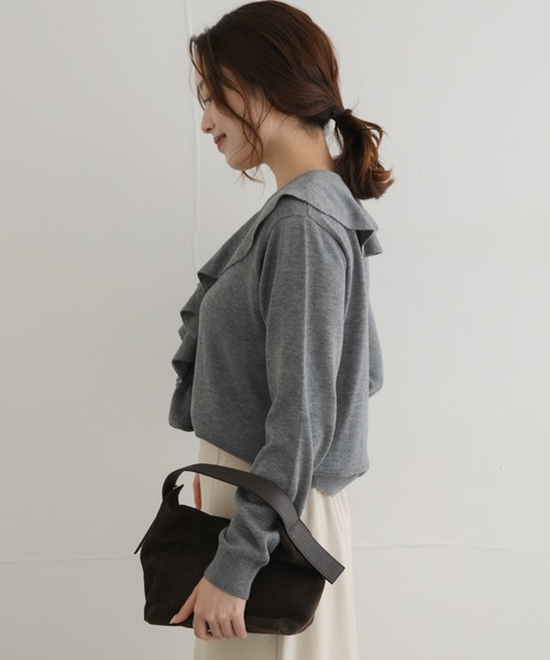 URBAN RESEARCH Sonny Label(アーバンリサーチサニーレーベル)の「ラッフルフリルニットプルオーバー(ニット/セーター・レディース・グレー/ネイビー/レッド・FREE)」の6枚目の写真