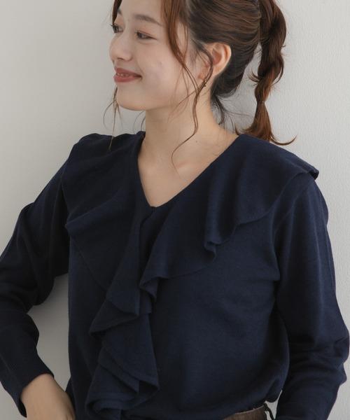 URBAN RESEARCH Sonny Label(アーバンリサーチサニーレーベル)の「ラッフルフリルニットプルオーバー(ニット/セーター・レディース・グレー/ネイビー/レッド・FREE)」の11枚目の写真