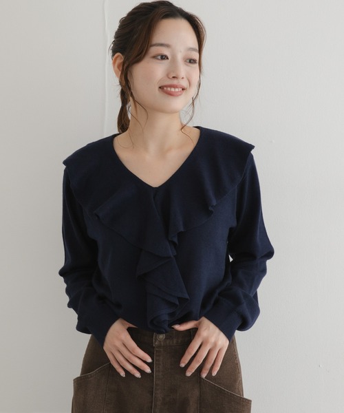URBAN RESEARCH Sonny Label(アーバンリサーチサニーレーベル)の「ラッフルフリルニットプルオーバー(ニット/セーター・レディース・グレー/ネイビー/レッド・FREE)」の12枚目の写真