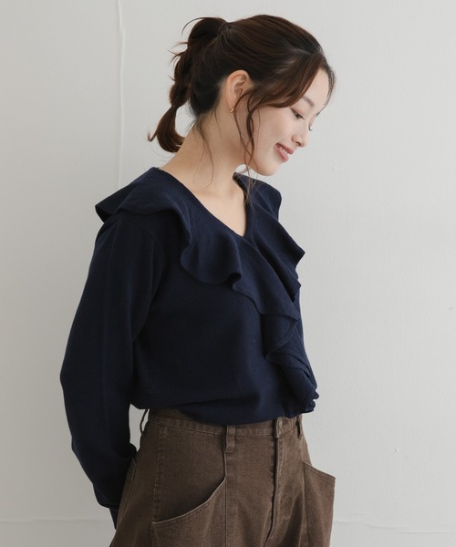 URBAN RESEARCH Sonny Label(アーバンリサーチサニーレーベル)の「ラッフルフリルニットプルオーバー(ニット/セーター・レディース・グレー/ネイビー/レッド・FREE)」の13枚目の写真