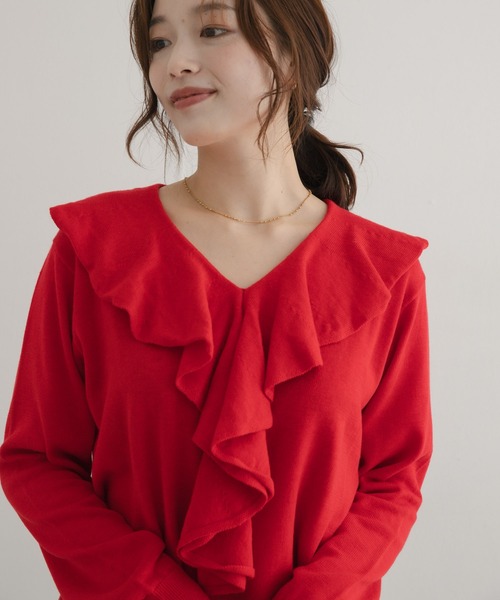 URBAN RESEARCH Sonny Label(アーバンリサーチサニーレーベル)の「ラッフルフリルニットプルオーバー(ニット/セーター・レディース・グレー/ネイビー/レッド・FREE)」の18枚目の写真