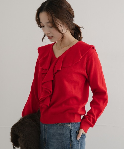 URBAN RESEARCH Sonny Label(アーバンリサーチサニーレーベル)の「ラッフルフリルニットプルオーバー(ニット/セーター・レディース・グレー/ネイビー/レッド・FREE)」の19枚目の写真