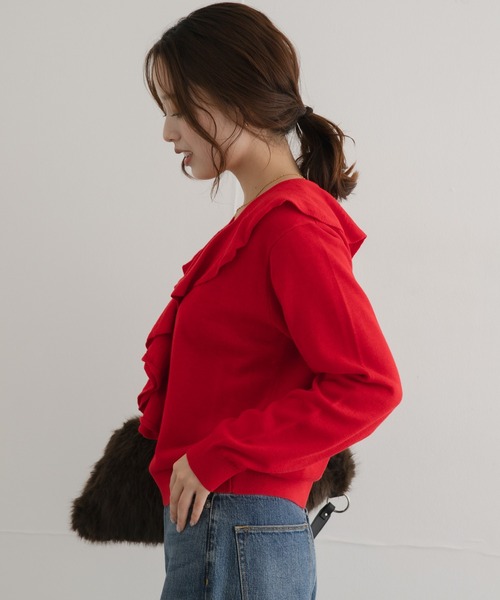 URBAN RESEARCH Sonny Label(アーバンリサーチサニーレーベル)の「ラッフルフリルニットプルオーバー(ニット/セーター・レディース・グレー/ネイビー/レッド・FREE)」の21枚目の写真