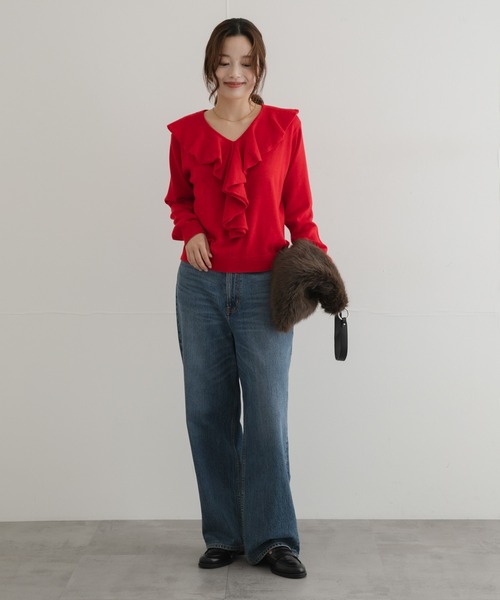 URBAN RESEARCH Sonny Label(アーバンリサーチサニーレーベル)の「ラッフルフリルニットプルオーバー(ニット/セーター・レディース・グレー/ネイビー/レッド・FREE)」の22枚目の写真