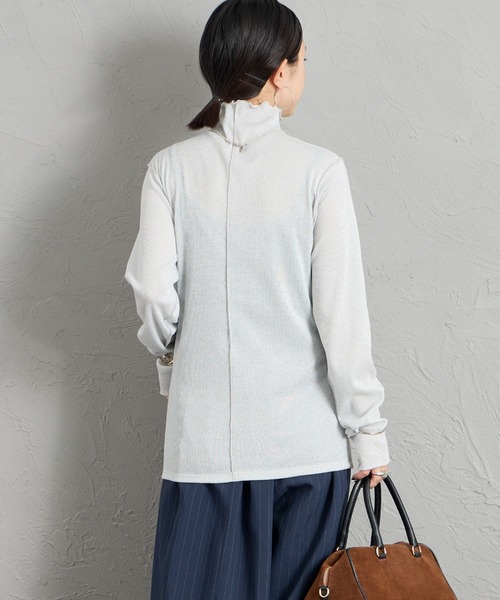 MAISON DE L'ALLURE（メゾンドゥラリュール）の「[MAISON DE L'ALLURE/メゾンドゥラリュール] ハイネックラメニットソー（Tシャツ/カットソー・レディース・オフホワイト/ブラック/グレー・F）」の16枚目の写真