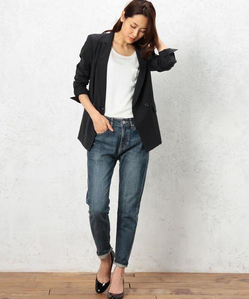 green label relaxing（グリーンレーベルリラクシング）の「RF CU/C/P KRS W/LONG ジャケット◆（テーラードジャケット・レディース・ライトグレー/ネイビー・38/40）」の14枚目の写真