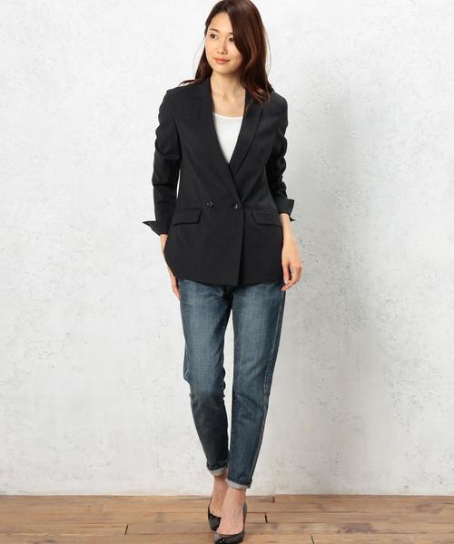 green label relaxing（グリーンレーベルリラクシング）の「RF CU/C/P KRS W/LONG ジャケット◆（テーラードジャケット・レディース・ライトグレー/ネイビー・38/40）」の9枚目の写真