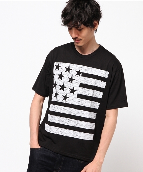 VENCEEXCHANGE（ヴァンスエクスチェンジ）の「ビッグ星条旗プリントTシャツ          （Tシャツ/カットソー・メンズ・ブラック/オフホワイト・MEDIUM/LARGE）」の10枚目の写真