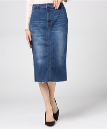 LBC | ＊裾フリンジデニムスカート                 (デニムスカート)