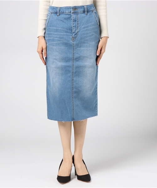 LBC（エルビーシー）の「裾フリンジデニムスカート                 （デニムスカート・レディース・ブルー/ネイビー・MEDIUM/LARGE）」の3枚目の写真